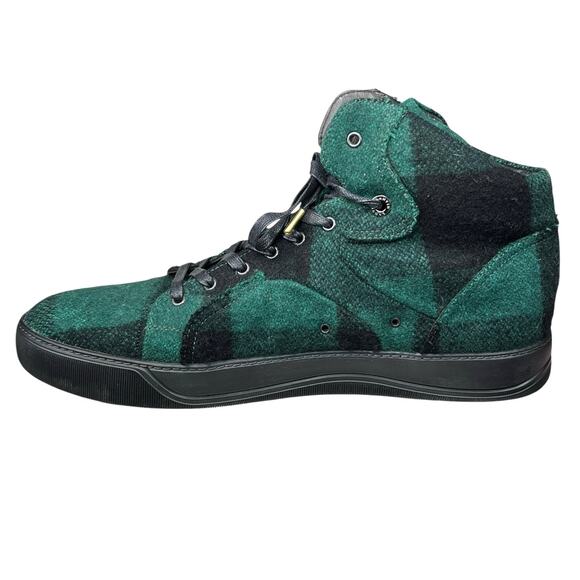 Lanvin Men’s Plaid Green Black High Top Sneakers Size 11 main image 3